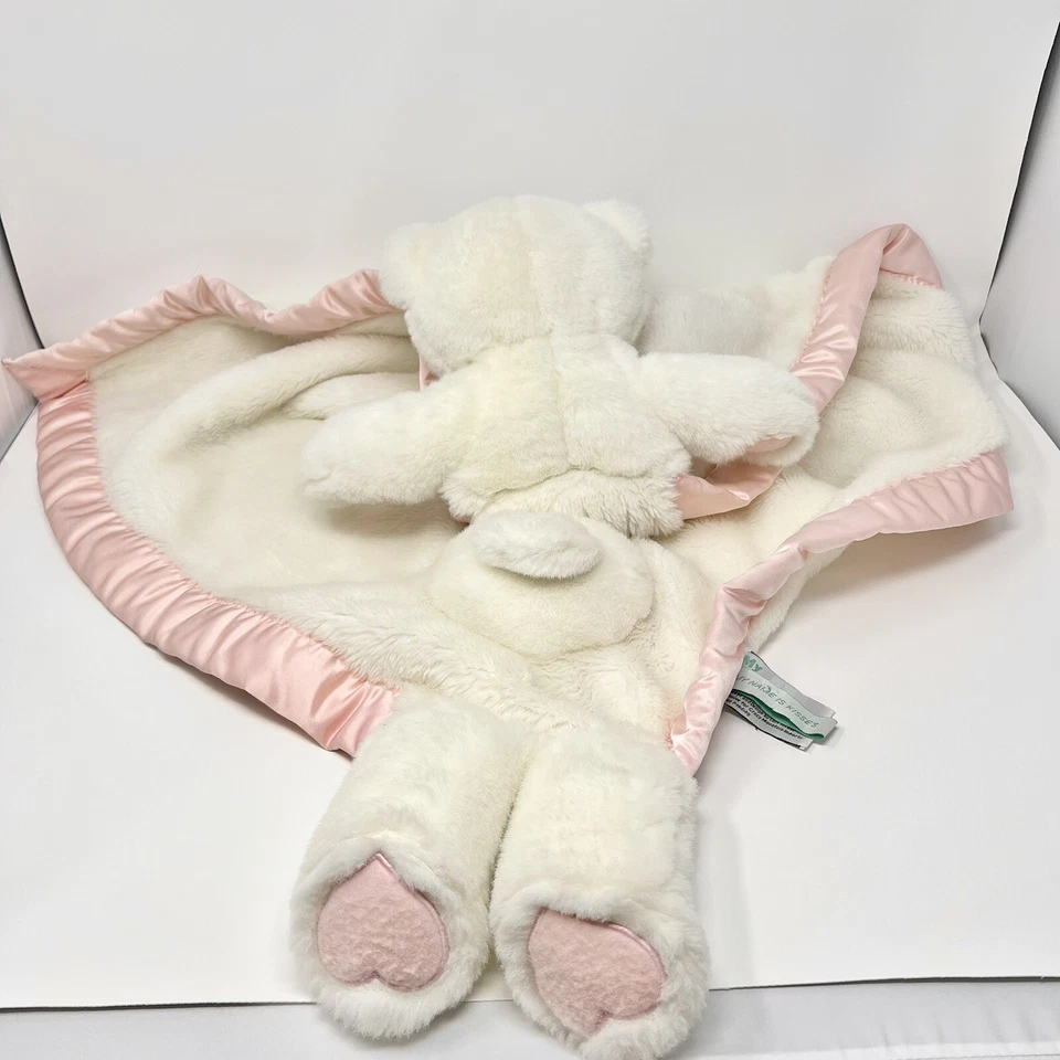 My Banky Blankie Lovie Manta Bebé Grande Oso de Peluche Besos Satinado Rosa Borde Foto 2 de 4