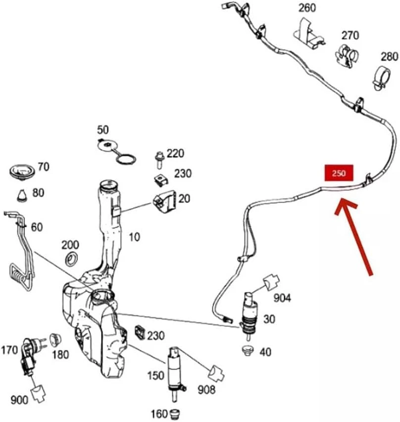 A1698600192 Für Mercedes W169 W245 Scheibenwaschdüse mit Schlauch beheizt, vorn - Bild 2 von 4