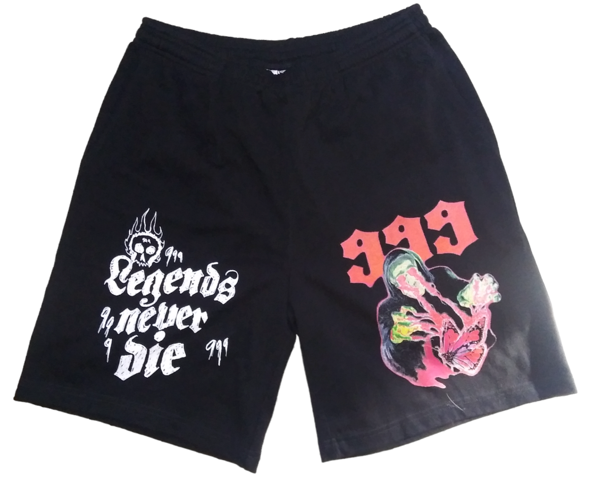 JuiceWrld Legends Never Die X 999 Black Cotton Shorts JuiceWrld Legends Never Die X 999 Black Cotton Shorts