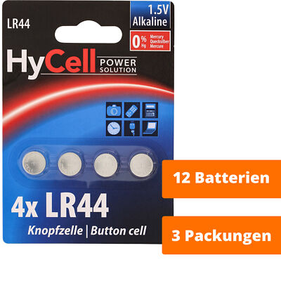 12 x Hycell by Ansmann LR44 A76 LR1154 357 AG13 1,5V V76PX Batterie Knopfzelle 