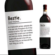 1pc Bestie Wine Bottle Label Sticker Best Friend Birthday Wedding Gift Present