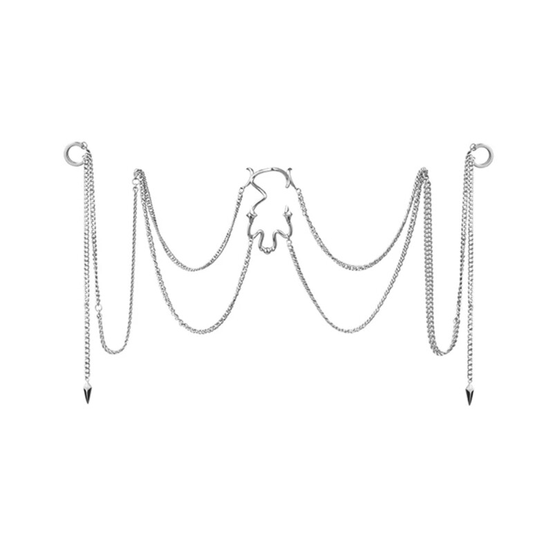 Nose Rings Hoop Chain Fake Septum Non Piercing Nose Rings with Chain