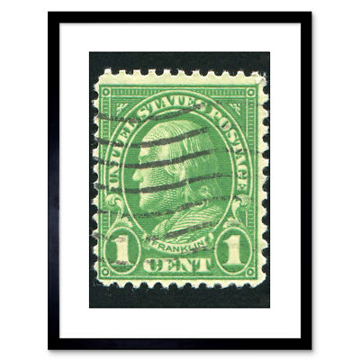 Postage Stamp One Cent Franklin USA Framed Print 9x7 Inch