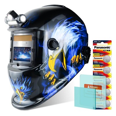 TRQWH Auto Darkening Welding Helmet Mask Solar True Color Shade 9-13