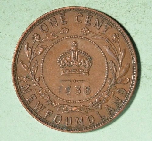 Photo of a 1936 Newfoundland Large Cent from an eBay listing that sold on Jun 14, 2026