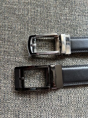WERFORU Mens Leather Ratchet Belt Click Slide Automatic Buckle Dress Belts