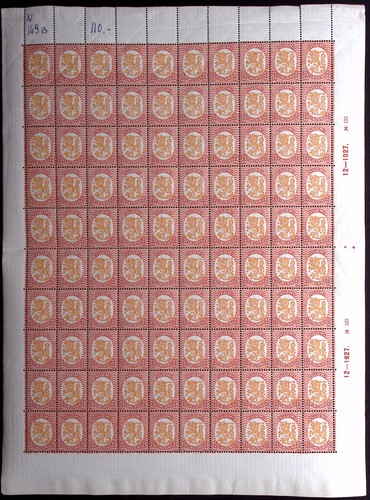 FINNLAND: 1917-1929 volles 10 x 10 Blatt 25M Wappen unbenutzt Beispiele