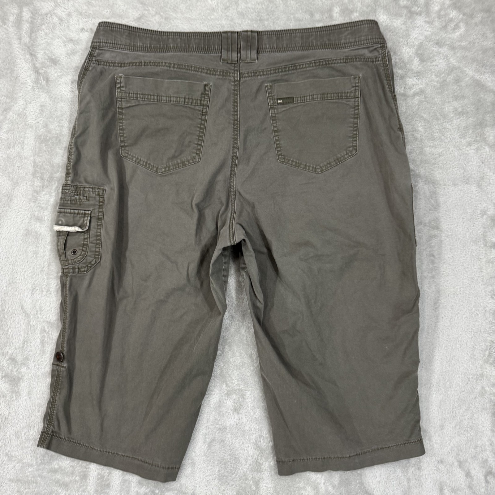 Lee Skimmer Pants Womens Plus 16W Green Capri Flex Comfort Cargo Utility Hiking thumbnail 2