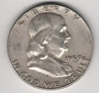 1959 P FRANKLIN HALF DOLLAR 90% SILVER 50¢ PHILADELPHIA UNITED STATES OF AMERICA