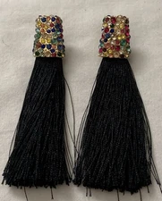 SUGARFIX long tassel earrings w rhinestone caps BAUBLEBAR