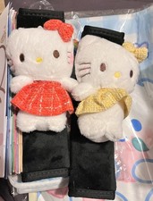 Hello Kitty Set Of 2 Seatbelt Covers Skin Protectors Black Fuzzy See Pics