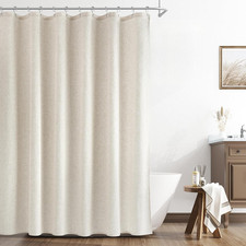 Naturoom Natural Linen Shower Curtain, Country Boho Farmhouse Bath Decor Beige S