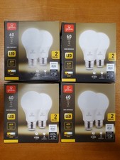 4 Boxes of 2: Globe 60 Watt A19 Light Bulbs Medium Base Non Dimmable LED 2063-F