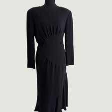 Vtg Valentino Boutique Black Silk Dress Made in Italy Sz10 Asymmetrical flatters
