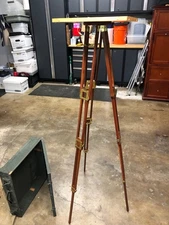 World War 2 Folmer Graflex wood  surveyor tripod w/ table, case, strap. 1942. 