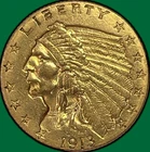 1913 Indian Head Quarter Eagle Choice Almost Uncirculated AU+ Coin #44042
