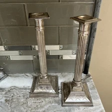 Vintage PAIR   TOWLE  Silver-plate Neoclassical Doric Column Candlesticks 11.5 “