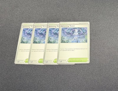 4x Jamming Tower 153/167 Twilight Masquerade Pokemon TCG Playset - Excellent
