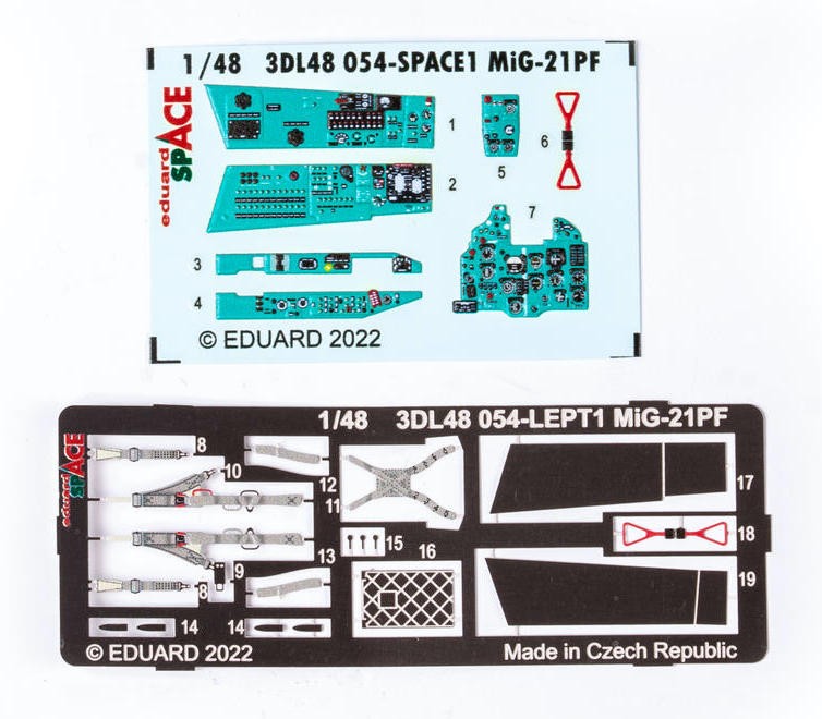 Eduard ED3DL48054 1:48 Mikoyan MiG-21PF SPACE 3D Decal instruments etched parts