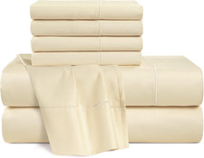 Luxurious 100 Egyptian Cotton Full Sheet Set - 6 Pcs - Ivory Sateen
