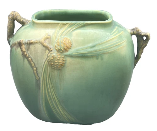 Roseville Art Pottery 8 1/4" Pine Cone Pillow Vase 114-8 / Circa 1935