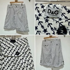 Vintage D&G Dolce & Gabbana Anchor & Star Print Board Bermuda Shorts Size 48