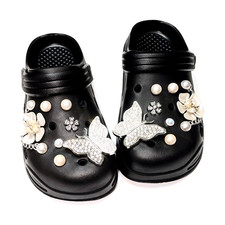 Women's Black Clogs - Charms/Accessories Included - Pick Your Shoe Size W7-W11 
