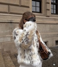 ZARAZW COLLECTION GIACCA PELLICCIA SINTETICA NERA ECRU NUOVA FW25/26 TAGLIA M 4360/243