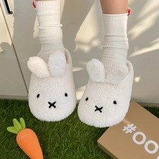 Miffy Cute Plush Cotton Slippers for Women Winter Comfort Warm Cotton Shoes