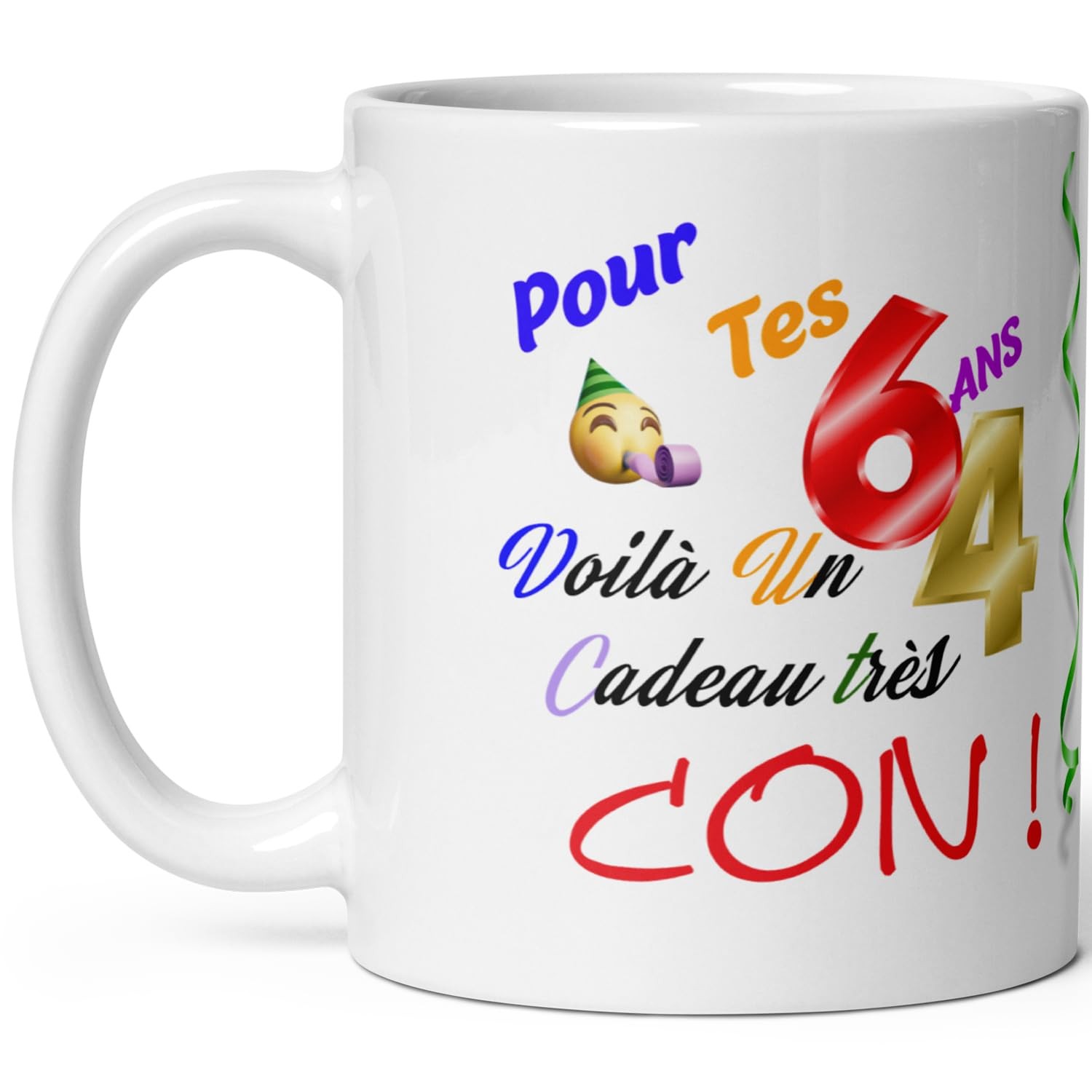 Mug joyeux anniversaire 64 ans humour pour un réveil rigolo au bureau ou à la maison
