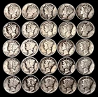 (25)  *MERCURY DIMES* -- Various Dates -- 90% SILVER -- US MINT