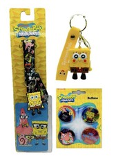 Bob Esponja Pantalones Cuadrados Cordón, Botones y Juego de Llaveros PVC 3D NUEVO CON ETIQUETAS