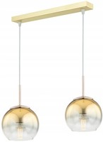 HäNgelampe 2-Flammig Glas Gold E27 L:40 Cm Esszimmer Pendelleuchte Esstisch