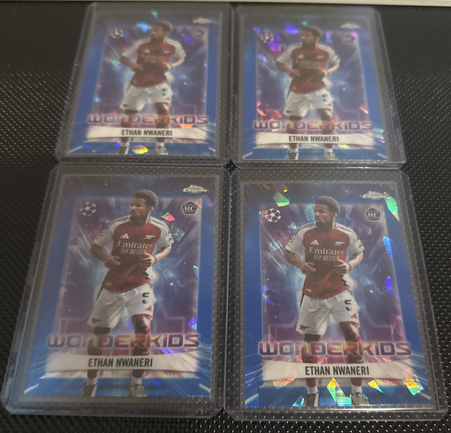 4 Card LOT RC 2024-25 Topps Chrome UEFA Sapphire Ethan Nwaneri wonderkids rc