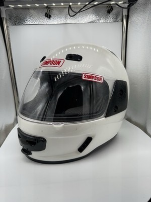 White Simpson Racing Helmet -  Snell W/ Dust Bag +More