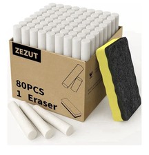 ZEZUT White Chalk 80PCS, Low Dust Chalks Stick 1 Count Pack of 80