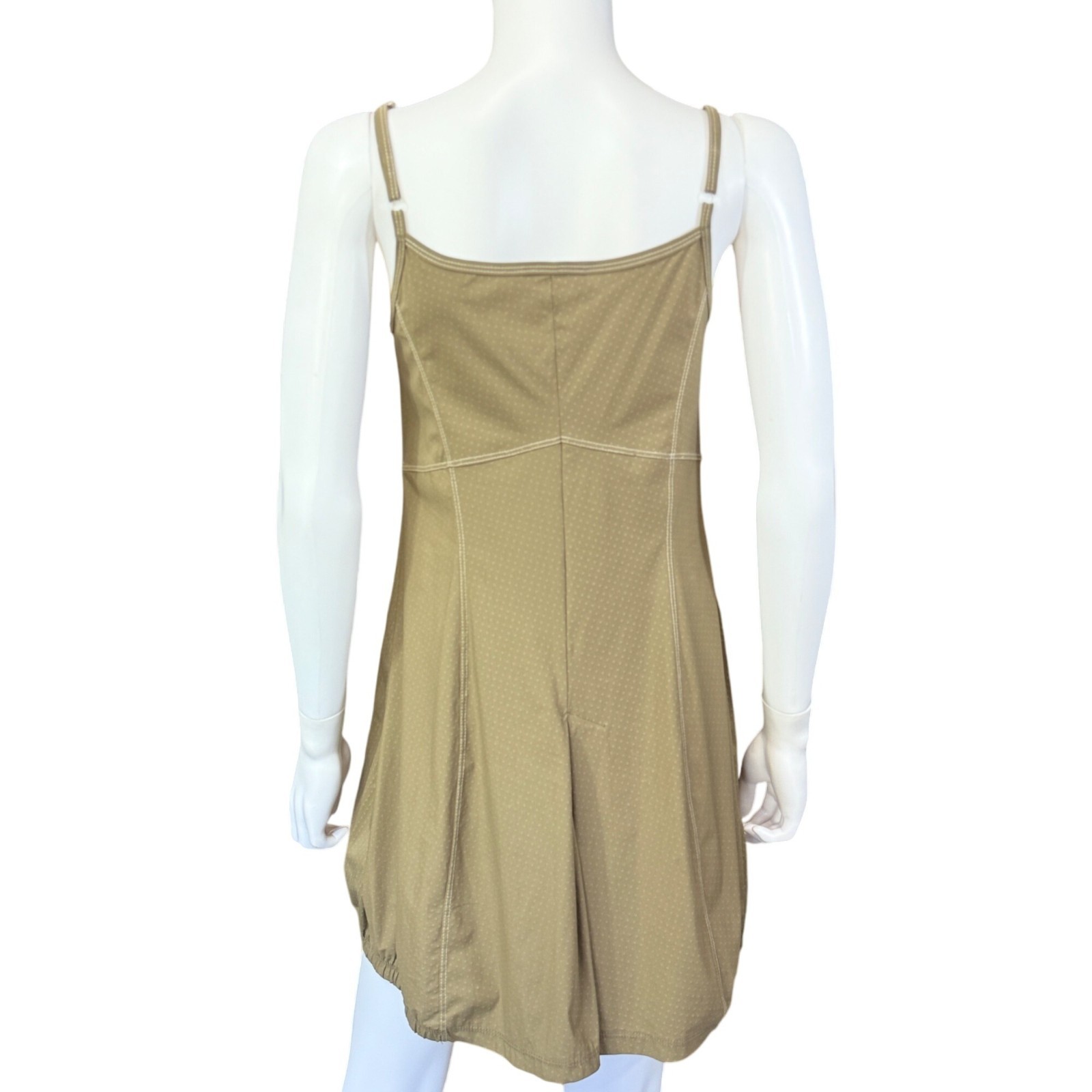 Deca Womens Polka Dot Brown Zip Front Mini Dress T1 Adjustable Straps Sundress