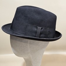 Vintage Champ Kasmir Feel the Felt Fedora Hat Black Bowler