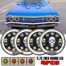 For Chevy Caprice 1966-76 Chevelle 1964-1970 Black 5.75 Led Headlights Halo X4