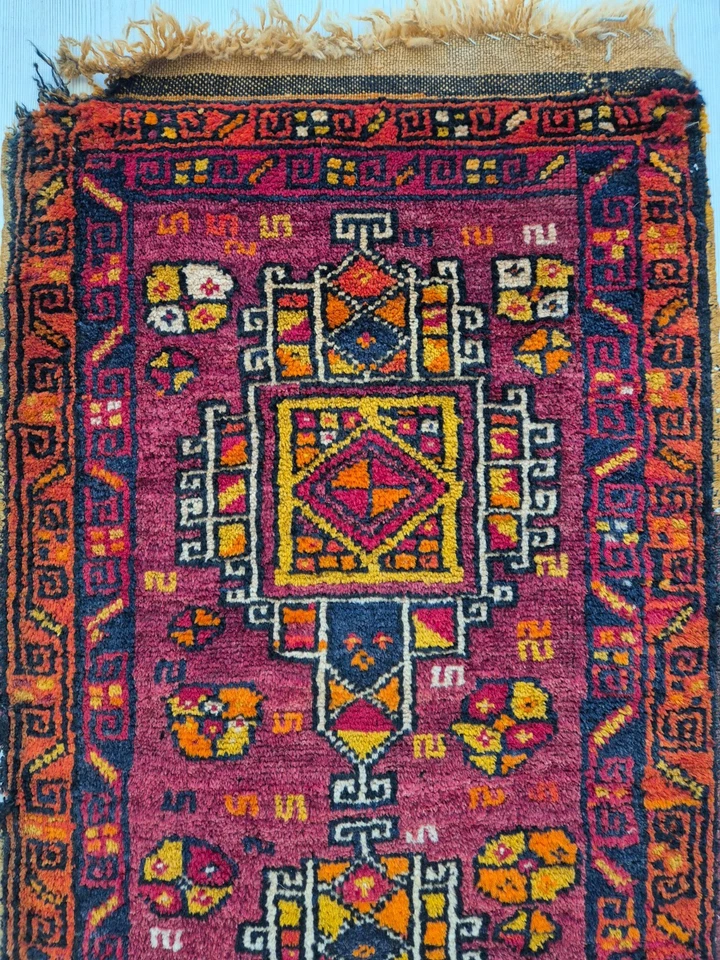 Antique Small Carpet, Hand Woven Rug, Wool, Handmade, Anatolian Rug, Collectible - Image 4 of 4