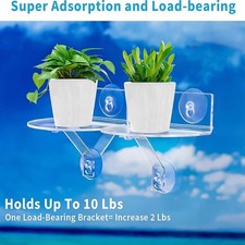 For Windowsill Acrylic Plant Shelf Suction Cup Rack Load Bearing Bracket