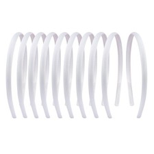 20 PCS 1CM Plain White Satin Hard Headbands for Women Girls