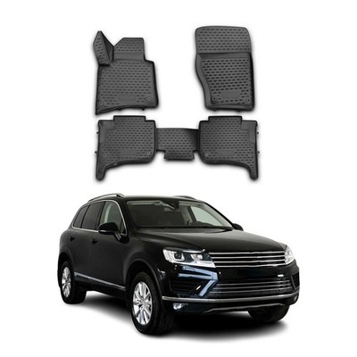 OMAC Floor Mats Liner for Porsche Cayenne 2011-2018 Black TPE All-Weather 4 Pcs