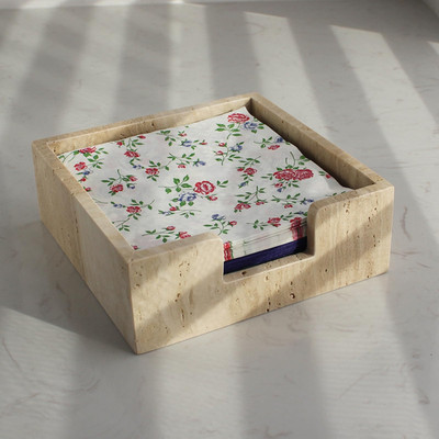 Natust Travertine Luncheon Napkin Holder 7.5 X 7.5 X 2.76 For Table Cocktail