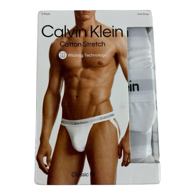 Calvin Klein Men's Cotton Stretch Classic Fit Jock Strap 3-Pack Underwear Sz Sm