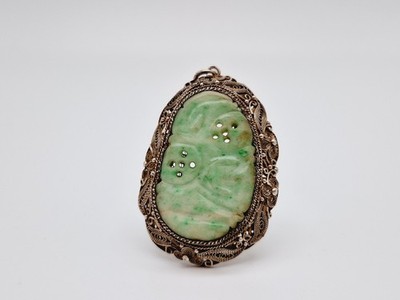 Anhänger Silber Jade, China Silver, Jadeite, Sterlingsilber 