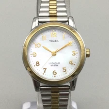 Timex Indiglo Womens 25mm Watch Two Tone Expansion Band MOP New Battery