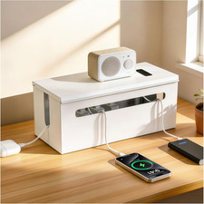 Metal Cable Management Box - Large Cable Organizer Box and Power Strip Box for E