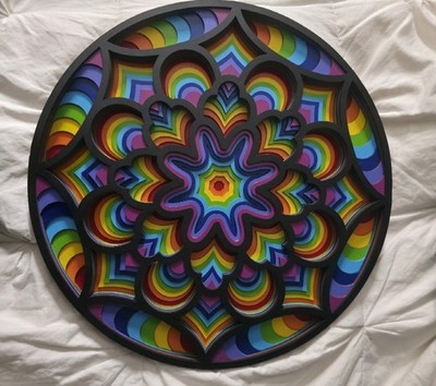 Decorative Handmade Multilayer Wooden Mandala Colorful 3D Hanging Wall Art Decor