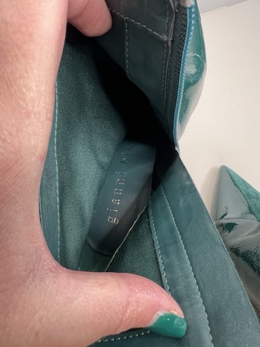 Gianni Bini Harrison architektonische grüne Leder-Booties mit Keilabsatz Größe 7,5 - Bild 5 von 11